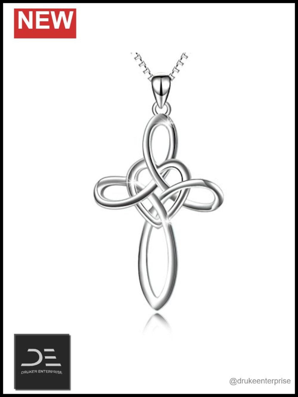 Celtic Knot Cross Pendant Necklace 925 Sterling Silver Hypoallergenic